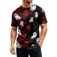 thumbnail image 4 of Halloween Shirts for Men Witch Hat Bat Print Crew Neck Spooky T-Shirt Castle Graphic Short Sleeve Casual Scary Costumes 3XL, 4 of 6