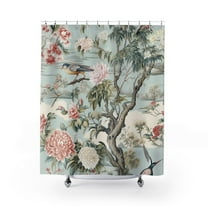 Chinoserie Shower Curtain Large Painting Style, Bathroom Spa, Colorful Shower Curtain, Bathroom Aesthetic Bath Decor 60x72in
