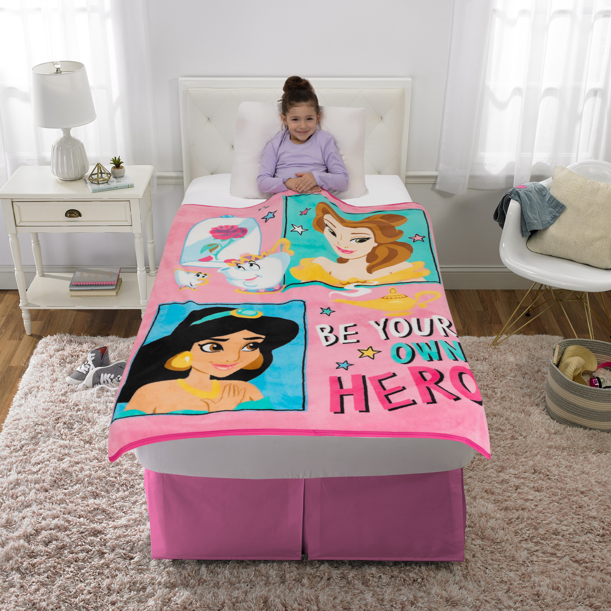 Disney Princess Kids Fleece Throw Blanket, 46 x 60, Pink