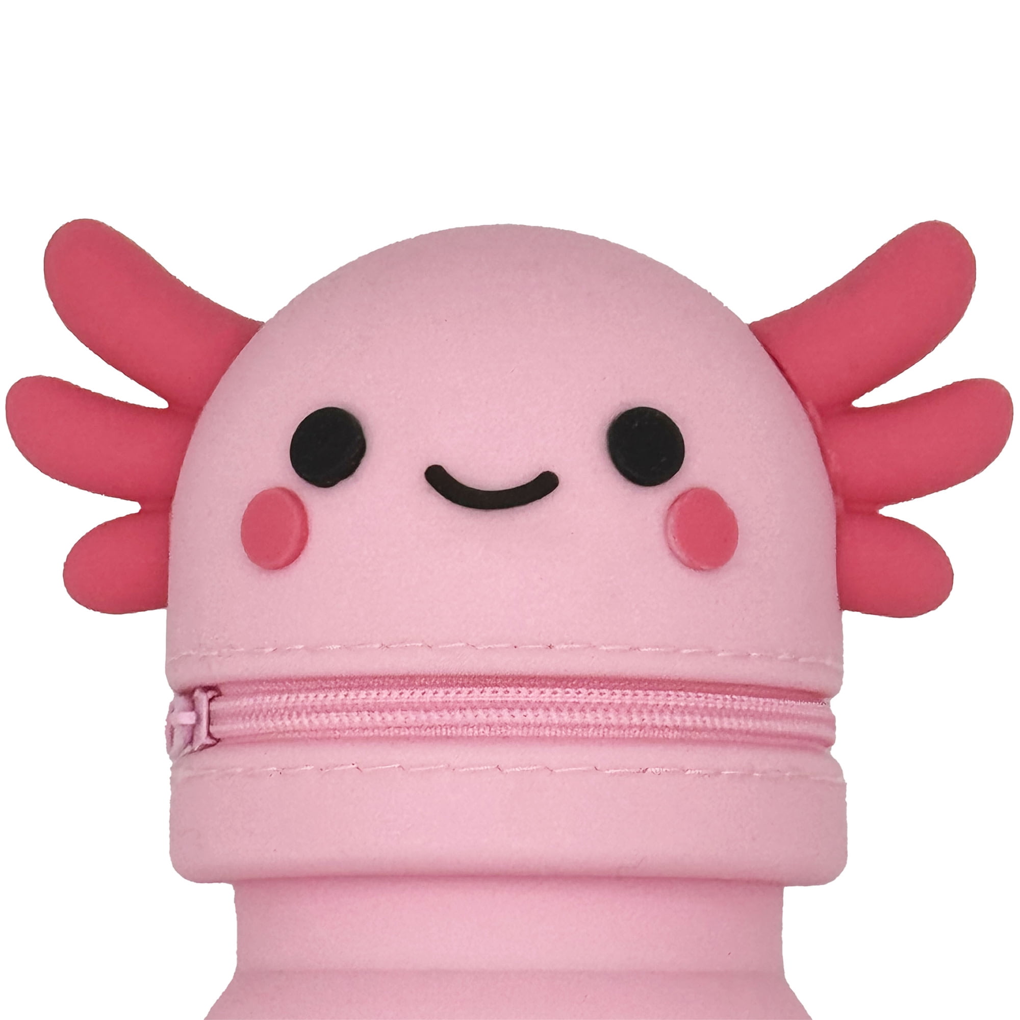 Little Yellow Bicycle: Retractable Pencil Case - Axolotl - Cute Pink Animal Character, Zipper Carry Pouch, Silicone, School Supplies & Utensil Storage