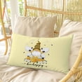 thumbnail image 4 of Yellow Gnomes Pillow Covers, Linen Long Throw Pillow Case, Spring Bees Daisy Honey White Floral Holiday Pillow Protector Decorative Cushion Cover for Living Room/Bedroom 24" x 36", 4 of 8