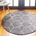 thumbnail image 1 of Unique Loom 3151484 7 x 7 ft. Geometric Trellis Frieze Round Rug, Dark Gray, 1 of 15