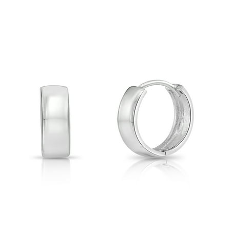 Tilo Jewelry Solid 925 Sterling Silver Shiny Round Plain Huggie Hoop Earrings | 15mm Small | Dainty Everyday Earrings for Women, Men, Unisex