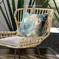 thumbnail image 2 of Amrita Sen Curious Humming Bird Indoor/Outdoor Pillow with Removable Cover in  Turquoise Blue18x18, 2 of 5