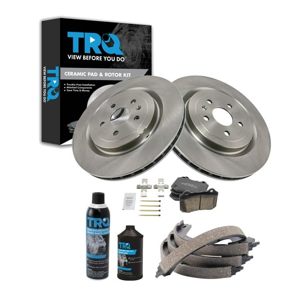 TRQ Rear Brake Pad & Rotor Kit BKA42464 Fits Select 2017-2019 Chevrolet Camaro , 2016-2019 Cadillac CTS