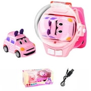Watch Remote Control Car Toy,2.4G Remote Control Watch Car Toys,Remote Control Model Car with Detachable Wrist Strap for Kids Boys Girls - Cartoon Pink