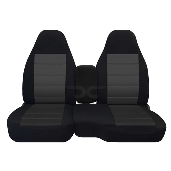 Fits 1998-2003 Ford Ranger Velour Seat Covers 60/40 Bench Console w Cupholder:Blk-Charcoal
