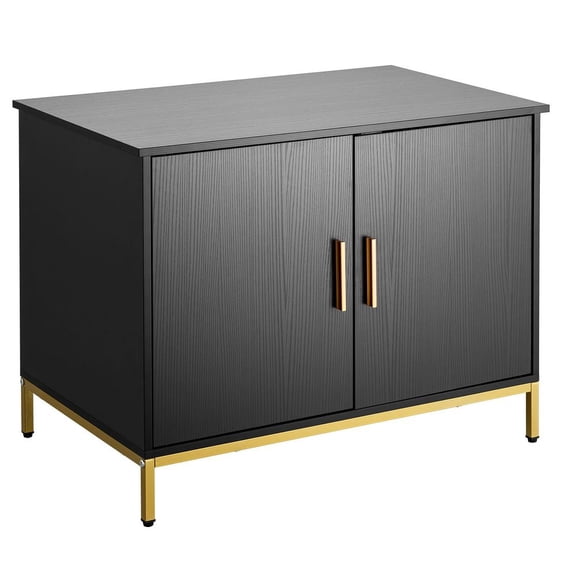 Cat Litter Box Enclosure Furniture, 27.6 in Hidden Litter Box Cabinet with Metal Legs & Handle, Modern Style Cat Washroom House End Table, Fit Most of Litterbox, for Bedroom Living Room