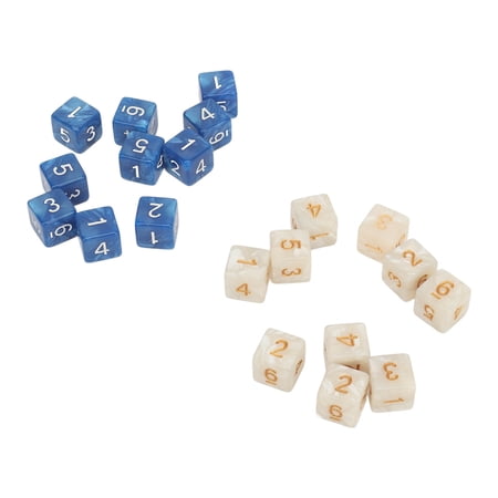 Rupoun 20 Pieces Acrylic Square Corner Dice Set Colorfast Lightweight 6-Sided Number Game Dice for Math Learning, Board Games, and Party Activities - White and Blue