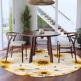 thumbnail image 3 of Round Rugs 7Ft, Vintage Sunflowers Round Area Rug Washable Indoor Throw Carpet, Elegant Pastoral Watercolor Botanical Large Non Slip Circle Rug for Dining Room Playroom Home Decor Aesthetic, 3 of 8