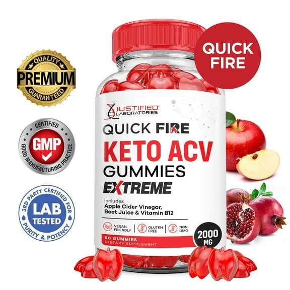 Quick Fire Keto Extreme ACV Gummies 2000mg Dietary Supplement 60 Gummys