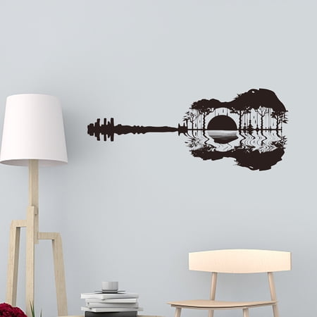 Translucent PVC Self Adhesive Wall Stickers Waterproof Building Decals for Home Living Room Bedroom Wall Decoration Guitar 600x300mm