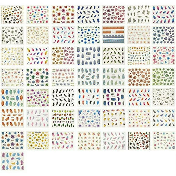 Wrapables® Feathers Nail Art Nail Stickers, 50 sheets