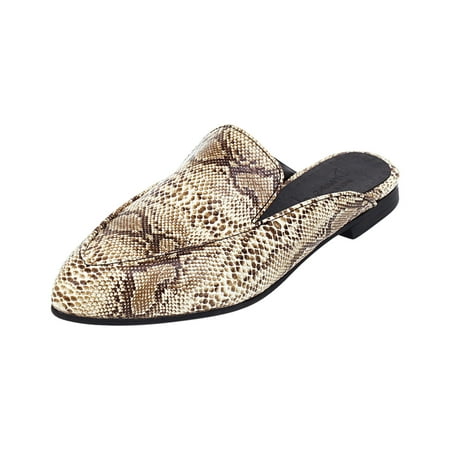

Cglfd Fashion Snake Pattern Leather Flat Bottom Ladies Summer Sandals And Slippers