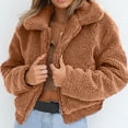 thumbnail image 1 of Abrigo informal de manga larga sin capucha para mujer, chaqueta de lana artificial cálida con cremallera, abrigo de invierno, 1 of 7