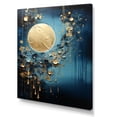 thumbnail image 2 of Designart "Cerulean Cycle Dreams: Moon In Blue And Gold IV" Moon Canvas Art Print, 2 of 7