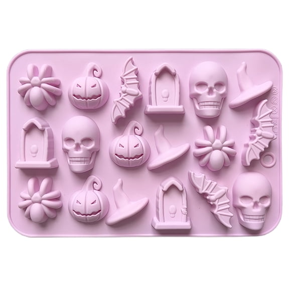 Clearance Under $2 Silicone Mold, Halloween Baking, 1PC Light Purple 18-Cavity Pumpkin Hat Chocolate Silicone Mold for Soap, Candy, Craft, Kitchen