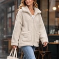 thumbnail image 4 of Nfurl Sherpa Jacket Womens Lightweight Collared Zip up Fleece Jackets with Pockets Cozy Casual Fall Jacket Trendy Teddy Coats Beige,L, 4 of 7