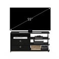 thumbnail image 4 of Furinno Jaya TV Stand for TV up to 55-Inch with Storage Bins & Cable Management Hole, 4-Tier Black Entertainment Center, TV Console, for Living Room, Bedroom, Dark Americano, 4 of 6