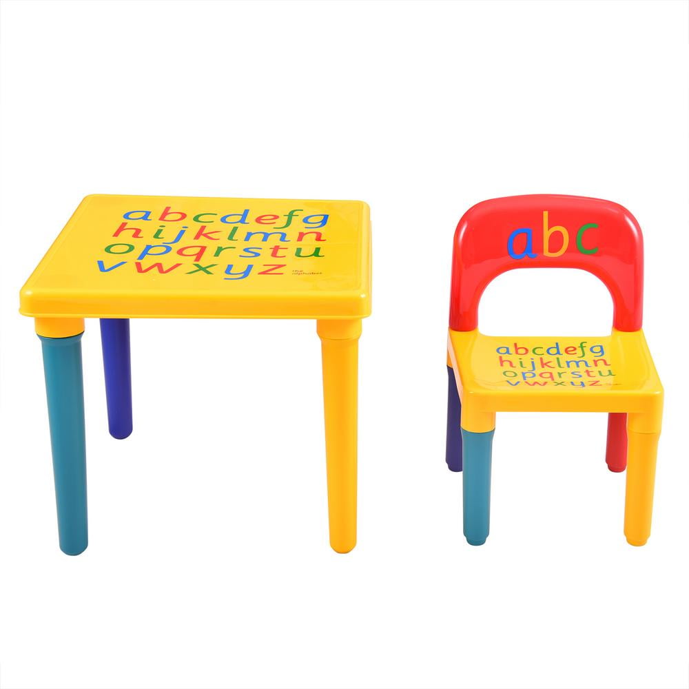 Gift Kids Toddlers Childs ABC TABLE AND CHAIR SET Alphabet Childrens Plastic 