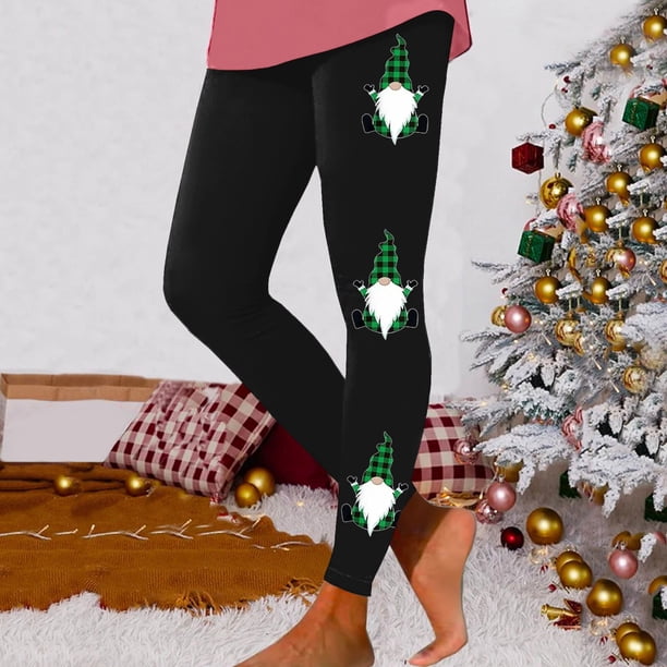 WILLBEST Leggings de Yoga de Cintura Alta para Mujer, Suaves, Elásticos, con Estampado Navideño Y Bloques de Color, Cómodos Y para Fitness. Chica