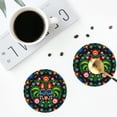thumbnail image 4 of Naloa Roosters and Flowers Leather Coasters for Drinks, Durable Drink Coasters 4 Set for Tabletop Protection, Luxurious Home Décor and Housewarming Gift ( {designName})Round Shape, 4 of 6