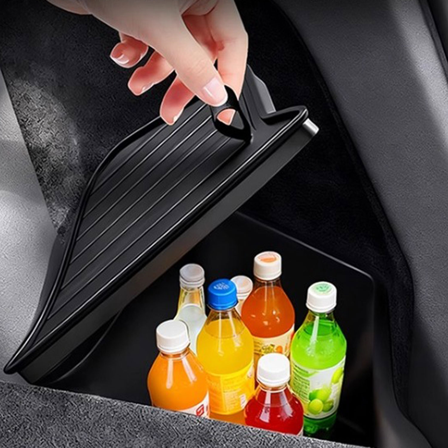 TJS for Tesla Model Y Juniper Rear Trunk Side Storage Bins with Carpeted Lid, TPE Organizers, Interior Accessories (2025–2026)