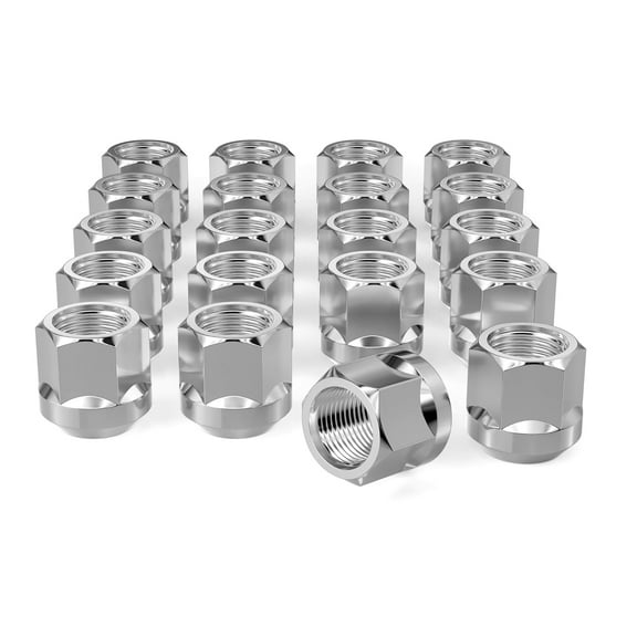 20pcs 12x1.5 Open End Tapered Wheel Nuts 21mm High Chrome Plated Automotive Fasteners