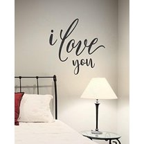 I Love You Bedroom Vinyl Lettering Quotes Wall Decals Sticker Wedding, 23x23-inch, Black
