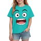 thumbnail image 5 of Tops de Manga Corta Lindo con Impresión de Expresión para Niños Niños Niñas, Suelta Cómoda Camiseta de Color Sólido, 5 of 6