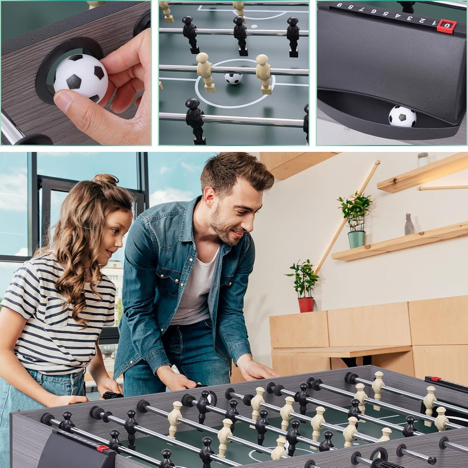 RayChee 4 in 1 Table Game Set 54 in L x 24 in W x 32.5 in H Billiard Balls Table Air hockey table