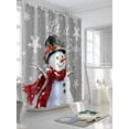 thumbnail image 5 of Gray Christmas Waterproof Fabric Shower Curtain, Snowflake Snowman Xmas Birds Berry Shower Curtain for Bathroom Curtains Bathtubs Hotel Washable Shower Curtains with 12 Hooks Stall 54x78in, 5 of 6