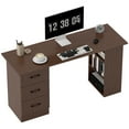 thumbnail image 1 of HOMCOM Computer Desk with 3-Tier Storage Shelves, Home Office Desk, Walnut, 1 of 10