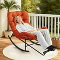 thumbnail image 6 of IdealHouse Papasan Rocking Chair with Footrest - Indoor/Outdoor PE Rattan Metal Frame with Cushion, Lounge Chair for Patio/Garden/Living Room, Orange - Flannel, 6 of 7