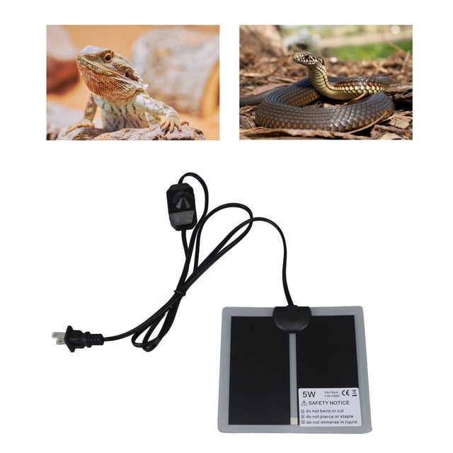 Reptile Heating Pad, Electric Under Tank Terrarium Heat Mat with Temperature Adjustment Switch, Waterproof for Turtles Lizards Frogs and Other Reptiles