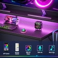 thumbnail image 3 of Satifur 55 Gaming Desk with Power Outlets, LED Computer Desk with 4 Tiers Shelves for Home Office with Hutch Board, Drawers, Black Carbon Fiber, 3 of 8