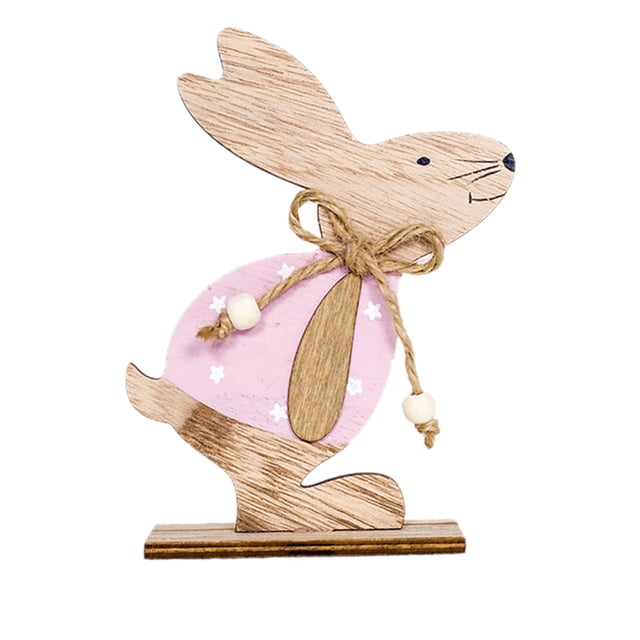Agiferg Easter Decorations Wooden Rabbit Shapes Ornaments Craft Gifts