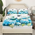 thumbnail image 3 of YST Girls Hydrangea Flower King Sheet Set Hummingbird Butterfly Bed Set,Blue Floral Bed Sheets Set Green Leaf Bedding Set Spring Blossoms Bedroom Decor,Lightweight 4 Piece, 3 of 5