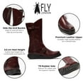 thumbnail image 2 of Fly London Womens Wine MES 2 Wedge Heel Buckle Mid-Calf Leather Zip Platform Boots, 2 of 5