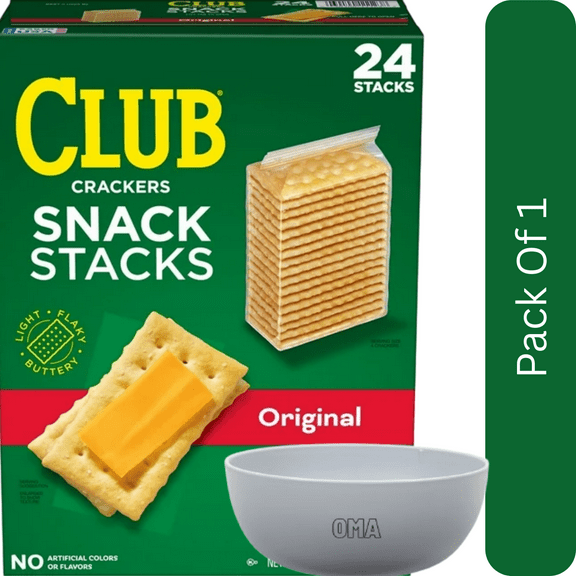 Club Crackers Snack Stacks 2.08 oz (24 Pack), With Olive White Bowl By OMA