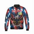 thumbnail image 2 of Custom American Flag Eagle Bomber Jacket – Personalized Name & Number – USA Patriotic Men's Zip-Up Coat, 2 of 9