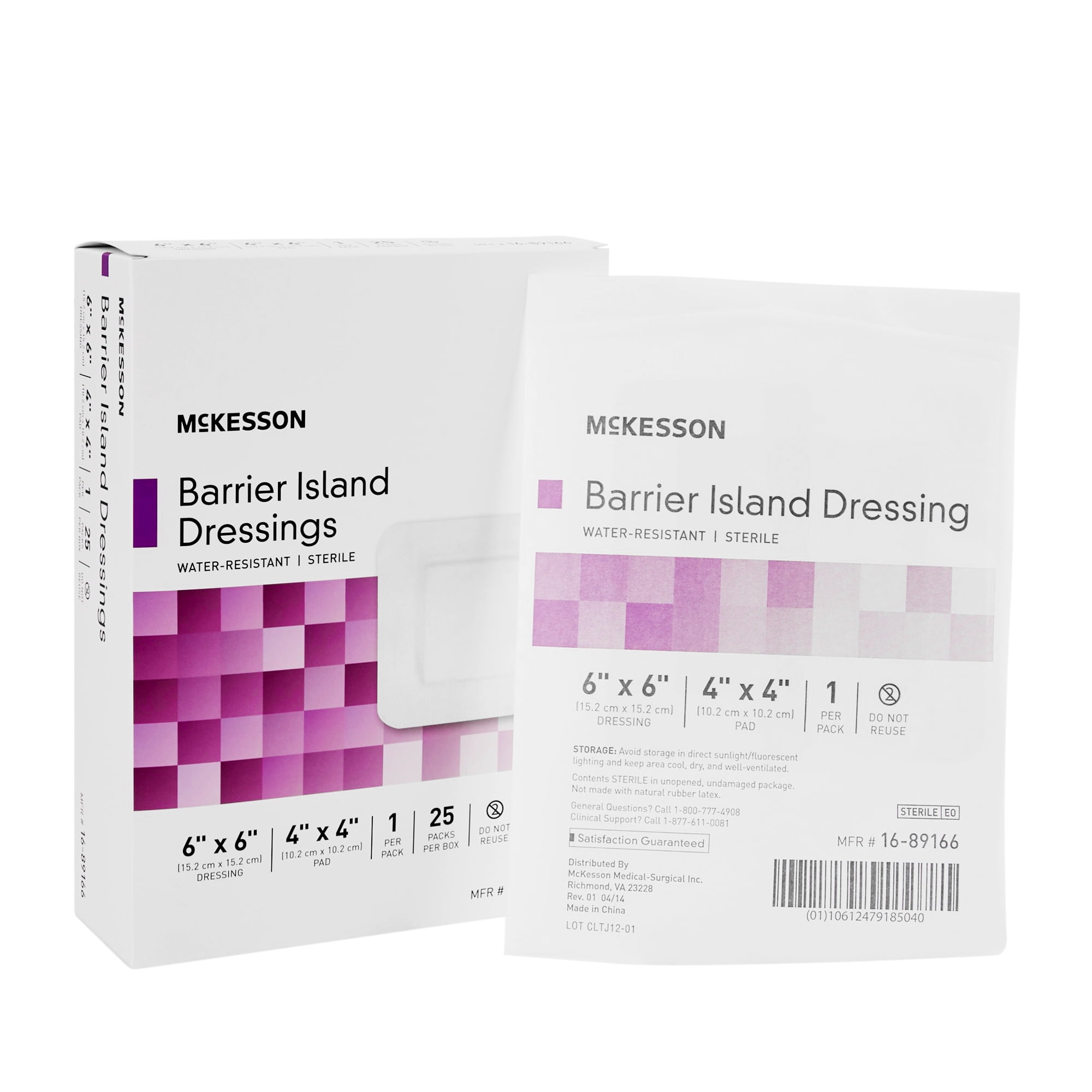 McKesson Sterile Composite Barrier Island Dressing Square 6 X 6 Inch 16-89166 25 per Box