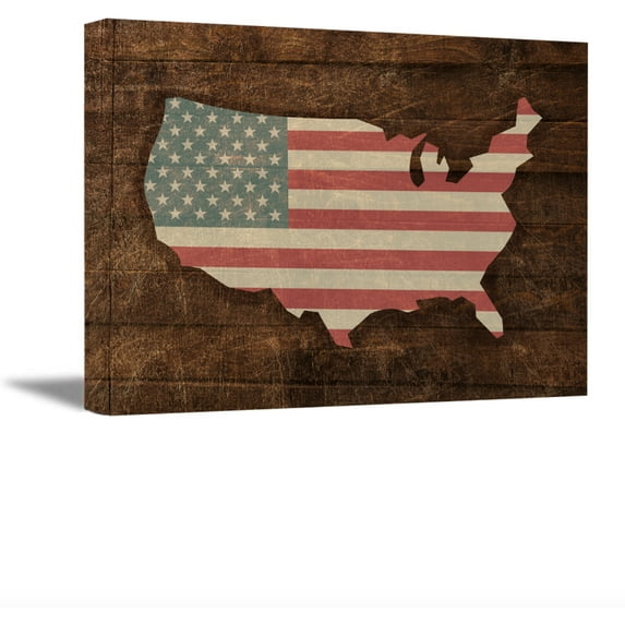 Awkward Styles American Flag Map Canvas Art Retro Rustic Style Art USA Map American Flag Wall Art USA Wall Decoration American Canvas Wall Art