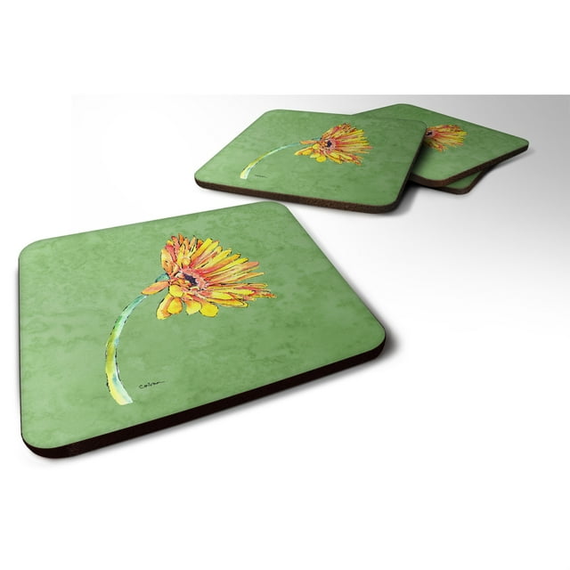 "Caroline's Treasures 8854FC Gerber Daisy Orange Foam Coasters (juego de 4), 3.5" de alto x 3.5 "de ancho, multicolor" Caroline's Treasures 8854FC