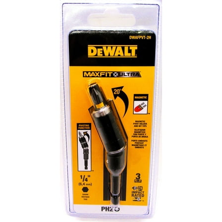DeWALT MAX-FIT 20° MAGNETIC PIVOT HOLDER & BIT TIP/IMPACT RATED/TORSION ZONE
