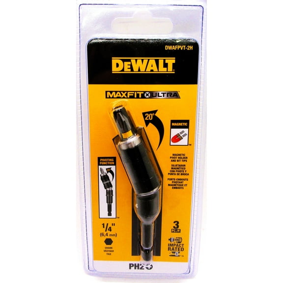 DeWALT MAX-FIT 20° MAGNETIC PIVOT HOLDER & BIT TIP/IMPACT RATED/TORSION ZONE