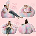thumbnail image 5 of Ebenchico Rabbit Shaped Bean Bag Chair for Adults Teens Kids, Faux Fur Beanbag Chairs Comfy Furry Floor Chair with Filler, Rainbow-color, 5 of 11