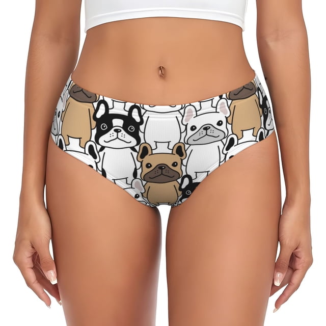 Fotbe French Bulldog 2 Calzones Estampados para Mujer – Ropa Interior de Algodón, Cómoda, Suave y Elástica-Small