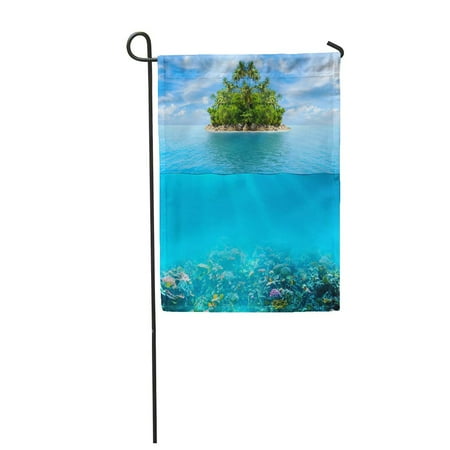 Coral Beach Water KDAGR Colorful Beach Underwater Coral Reef Seabed and Water with Tropical Island Blue Garden Flag Decorative Flag House Banner 12x18 inch ()