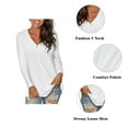 thumbnail image 2 of SHIBEVER Womens Top Fall Long Sleeve T Shirts Casual V Neck Tops Dressy Fashion Loose fit Workout Tunics Comfortable Shirt Tops Blouses White, 2 of 7